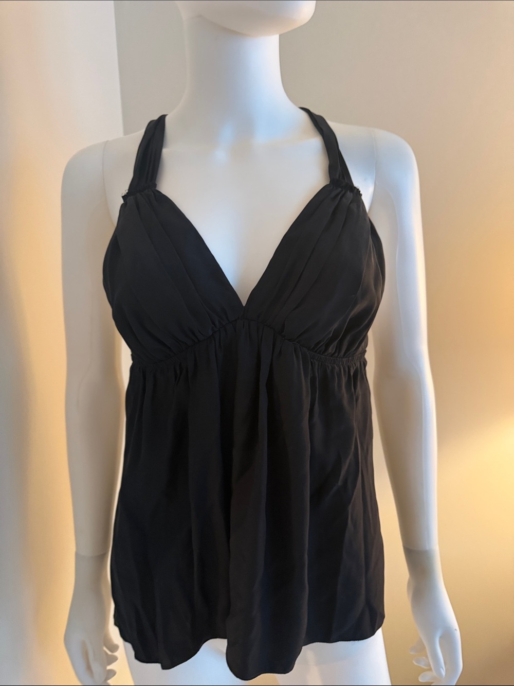 Alice & Trixie Black Halter 100% Silk Top
